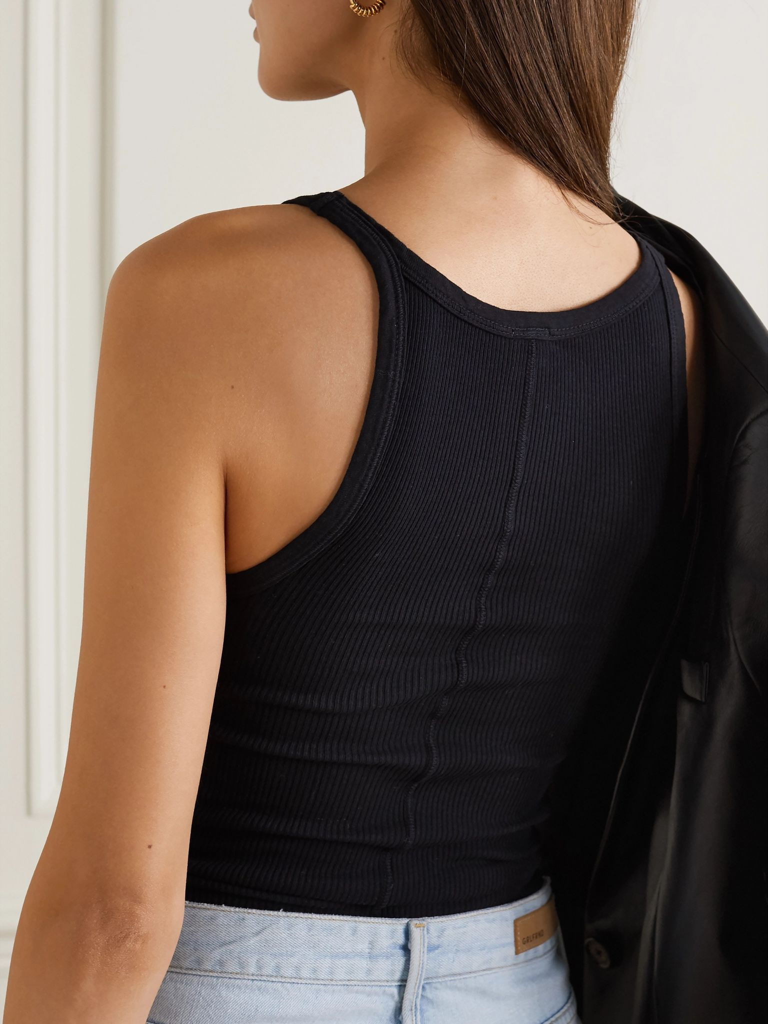 Ribbed cotton-jersey tank Black - 4