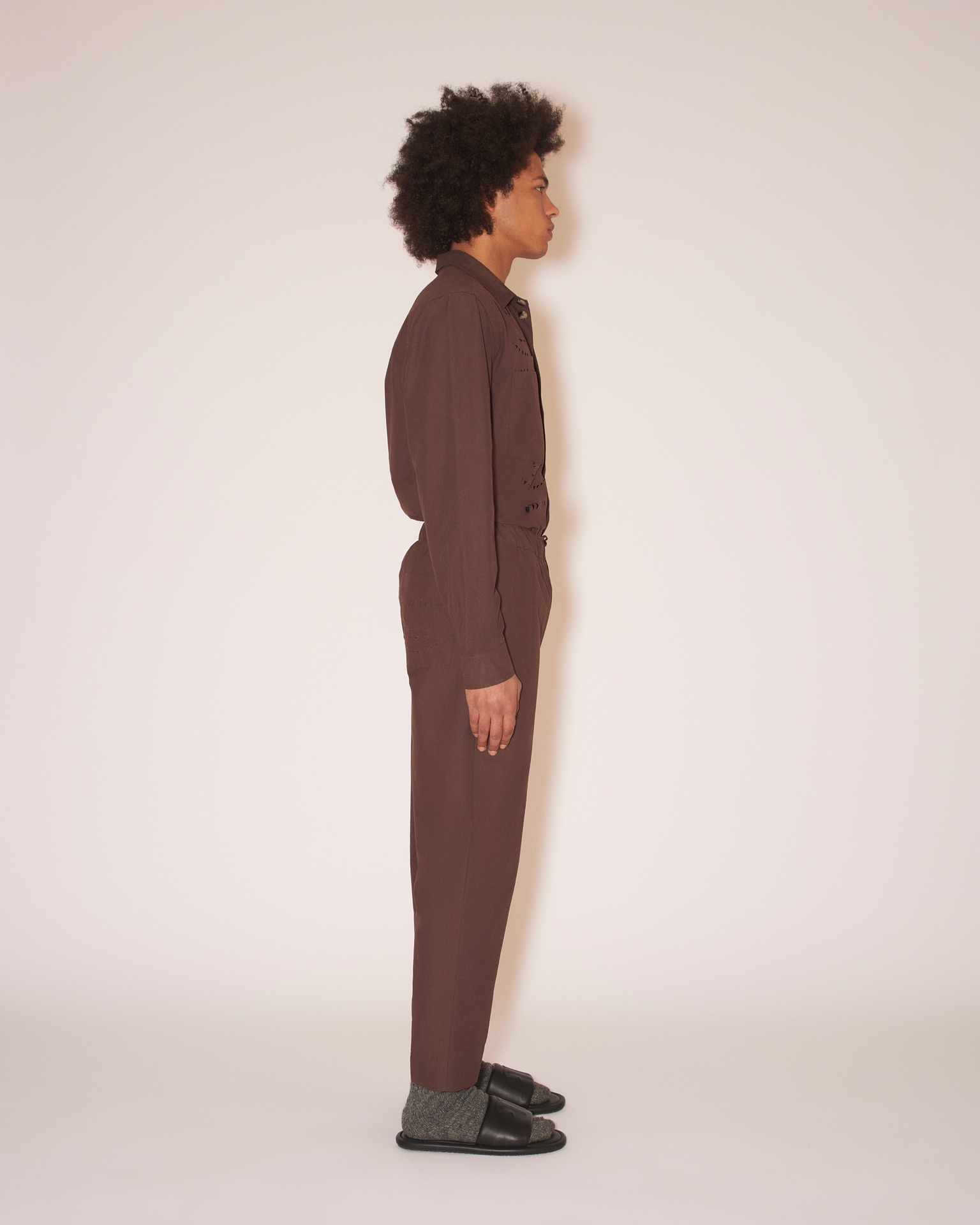 JAIN - Heavy poplin relaxed pants - Dark brown - 3