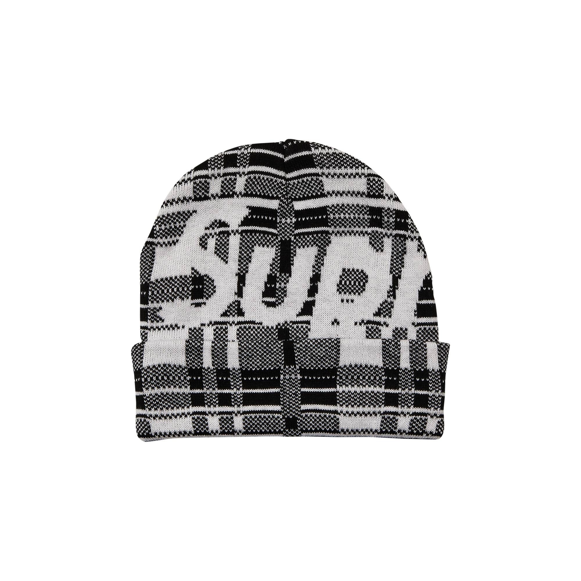 Supreme Big Logo Beanie 'White Plaid' - 1