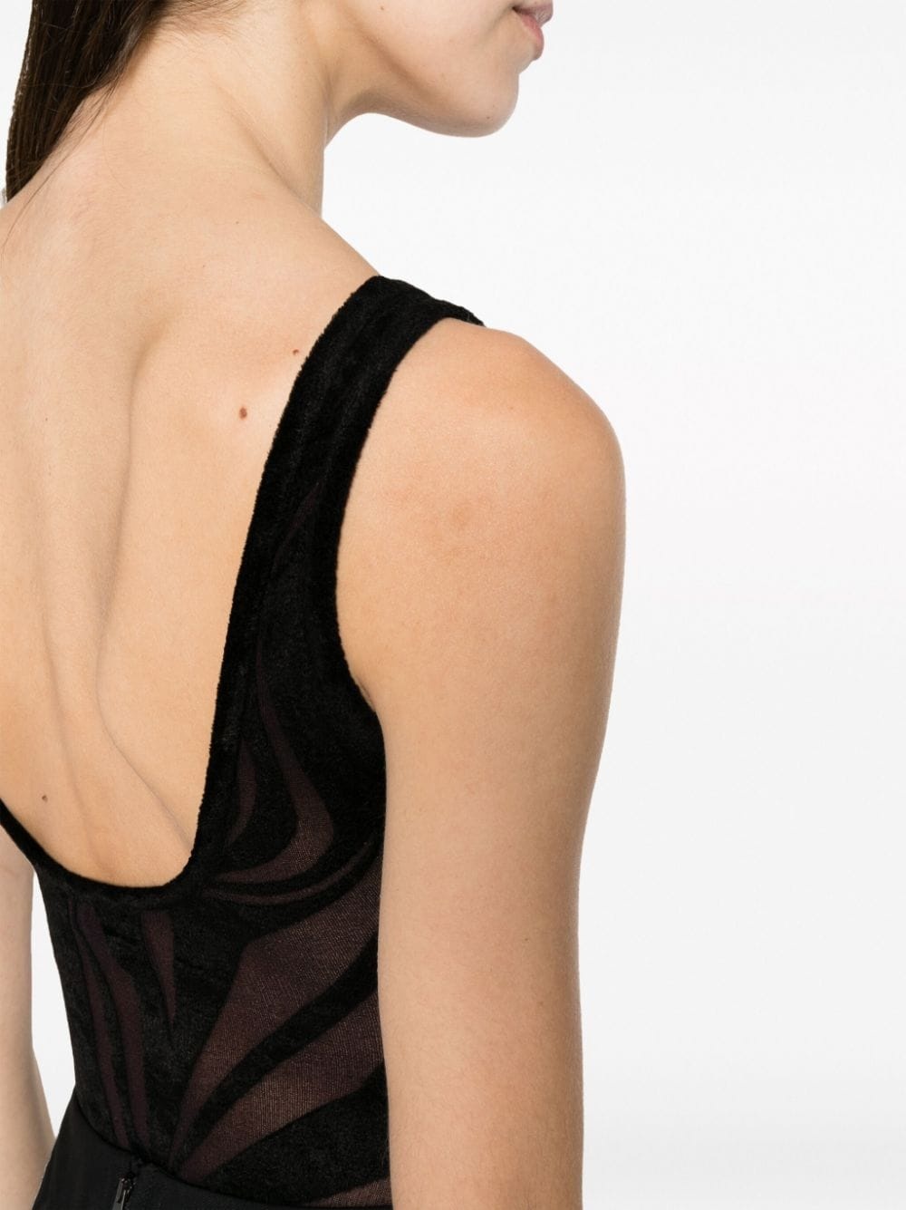 sheer-pattern mesh bodysuit - 5