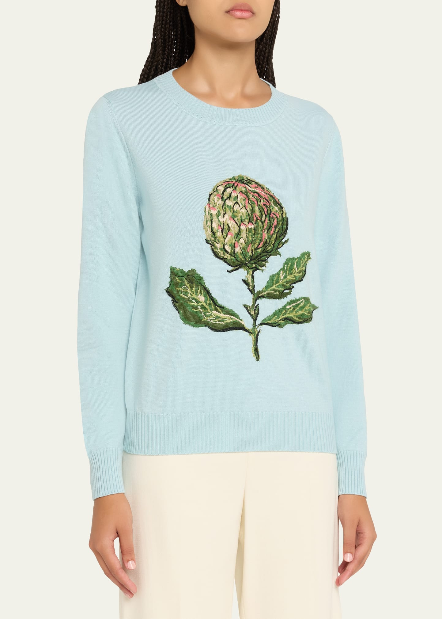 Artichoke Jacquard Wool Cashmere Pullover - 4