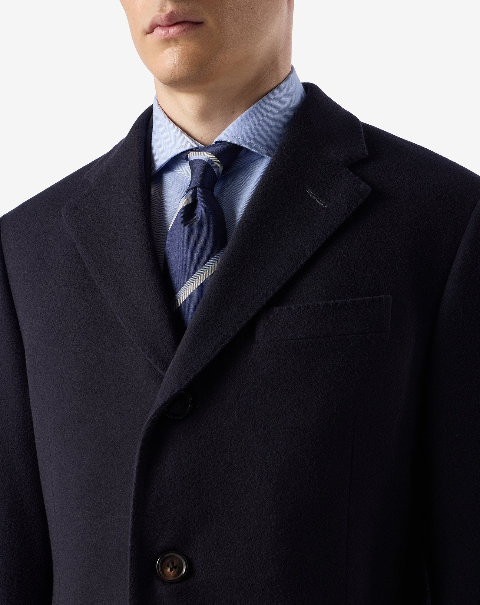 Navy blue super fine wool beaver coat - 5