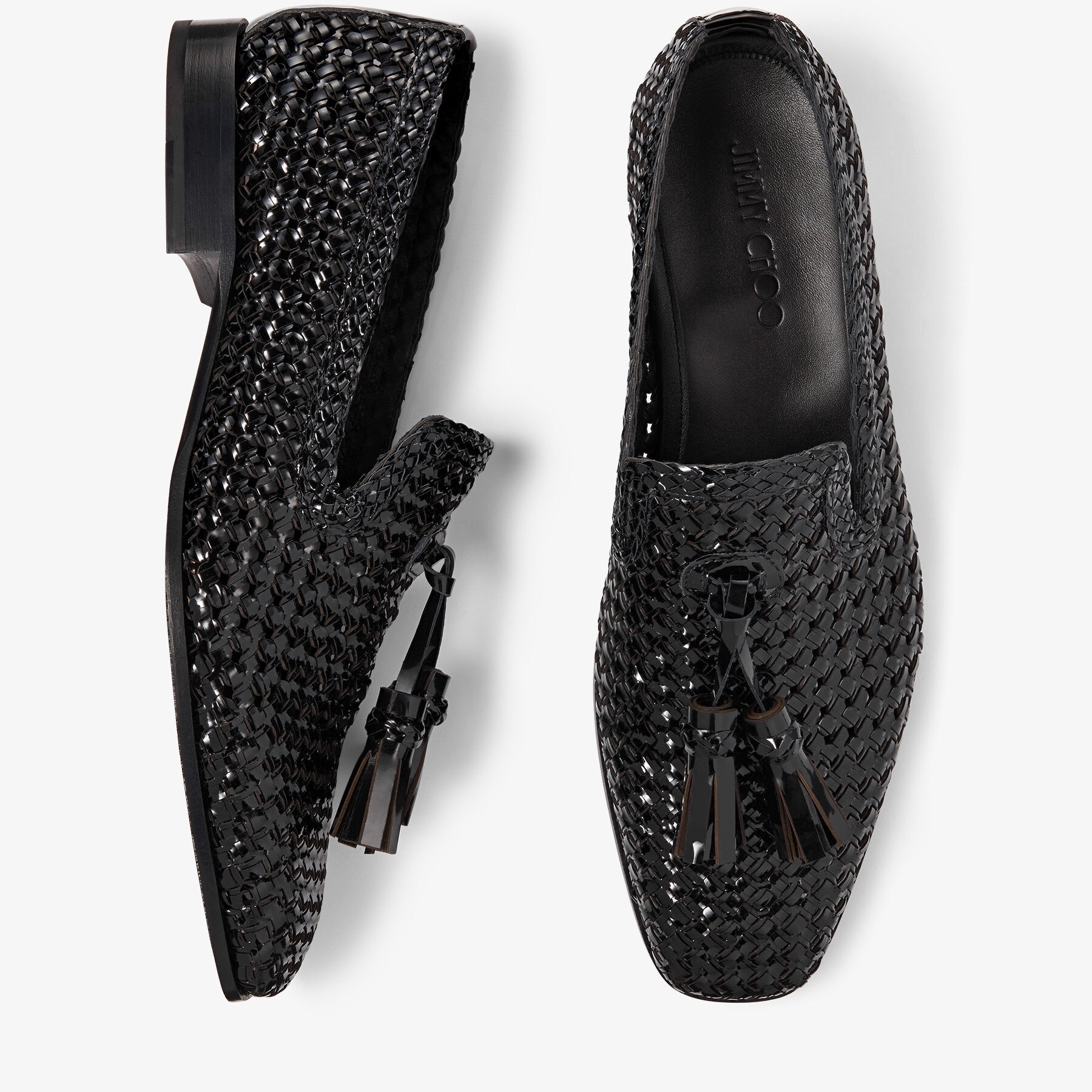 Foxley/M
Black Woven Patent Loafers with Tassel - 5