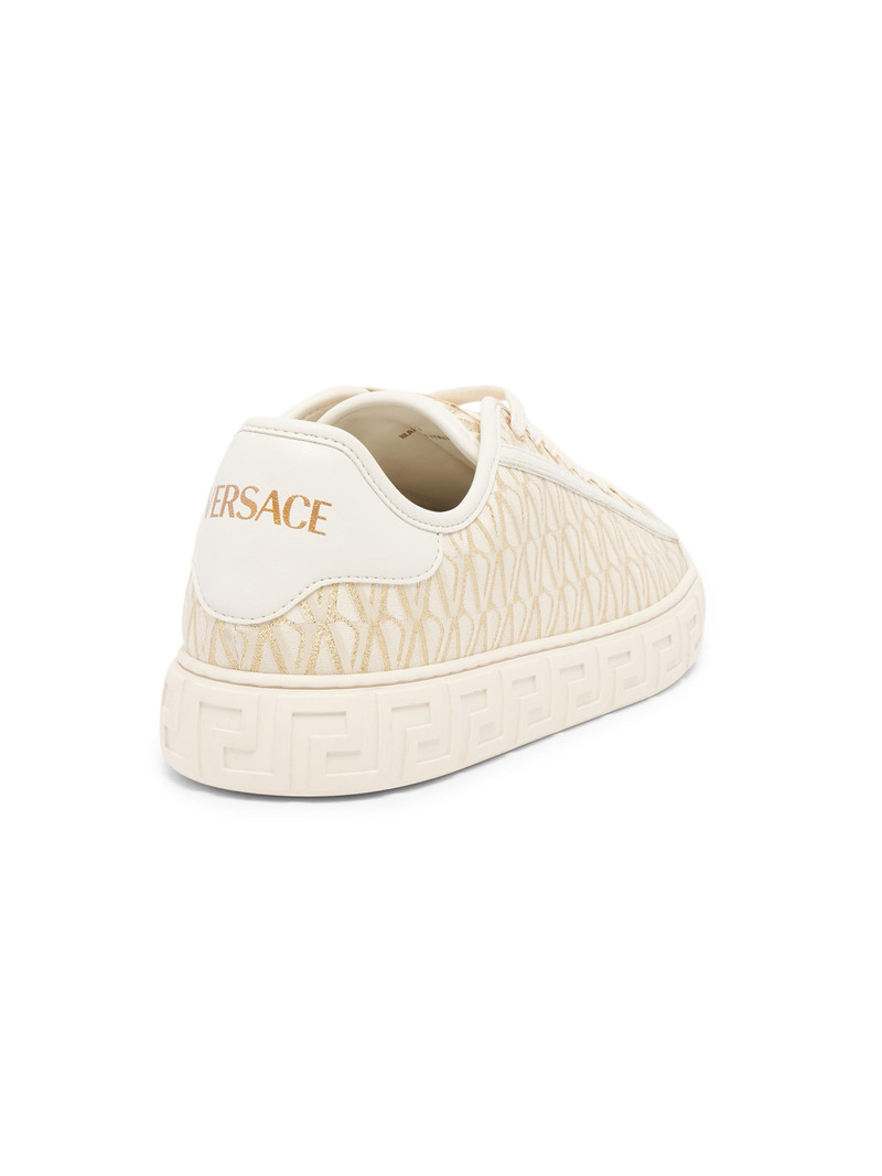 Women's Jacquard La Greca Cotton Low-Top Sneakers - Pastel Pink Multi Color Gold 3