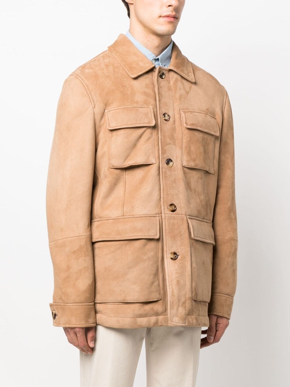 button-down suede jacket - 3