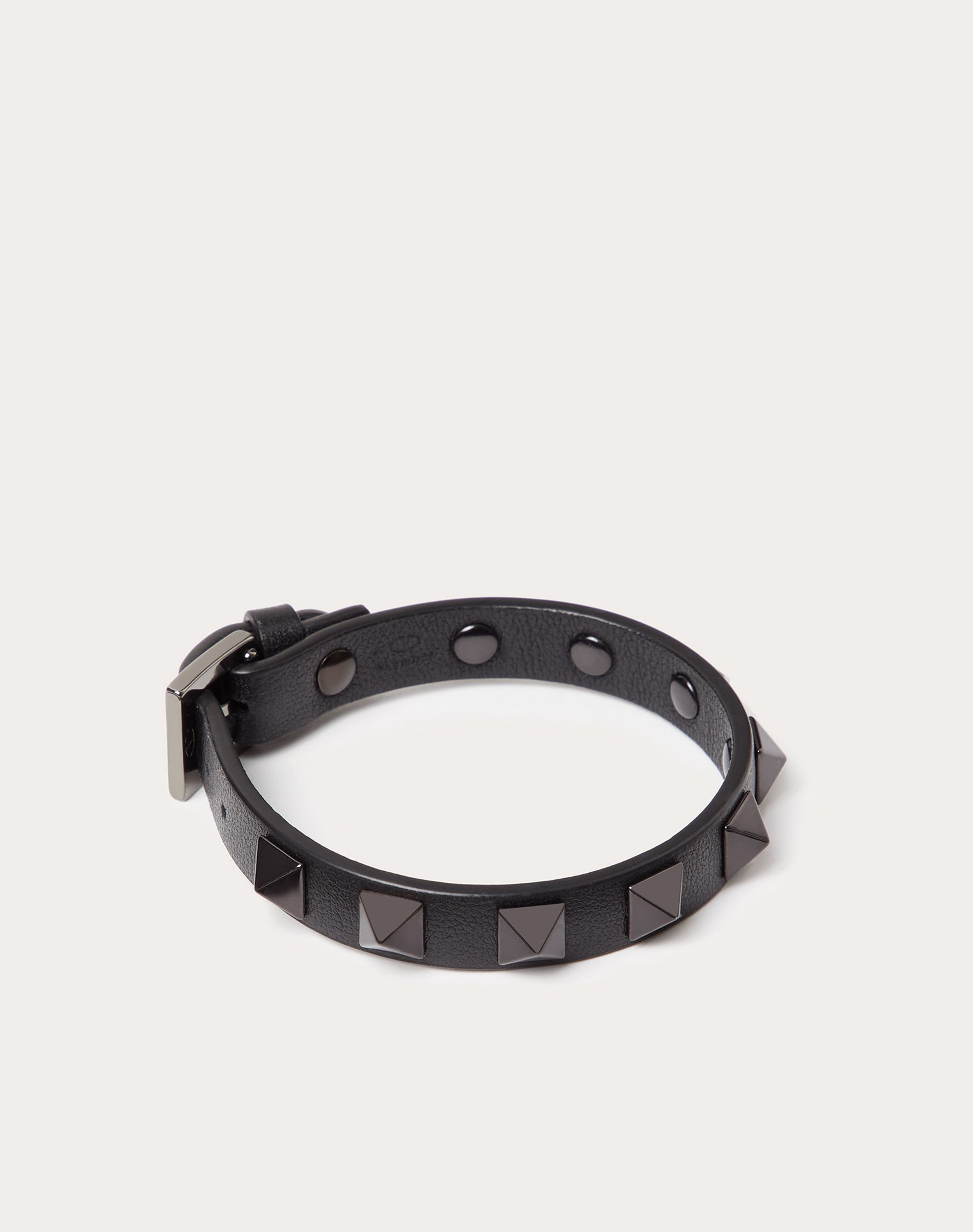 Leather Rockstud Bracelet with PVD-Finish Studs - 3