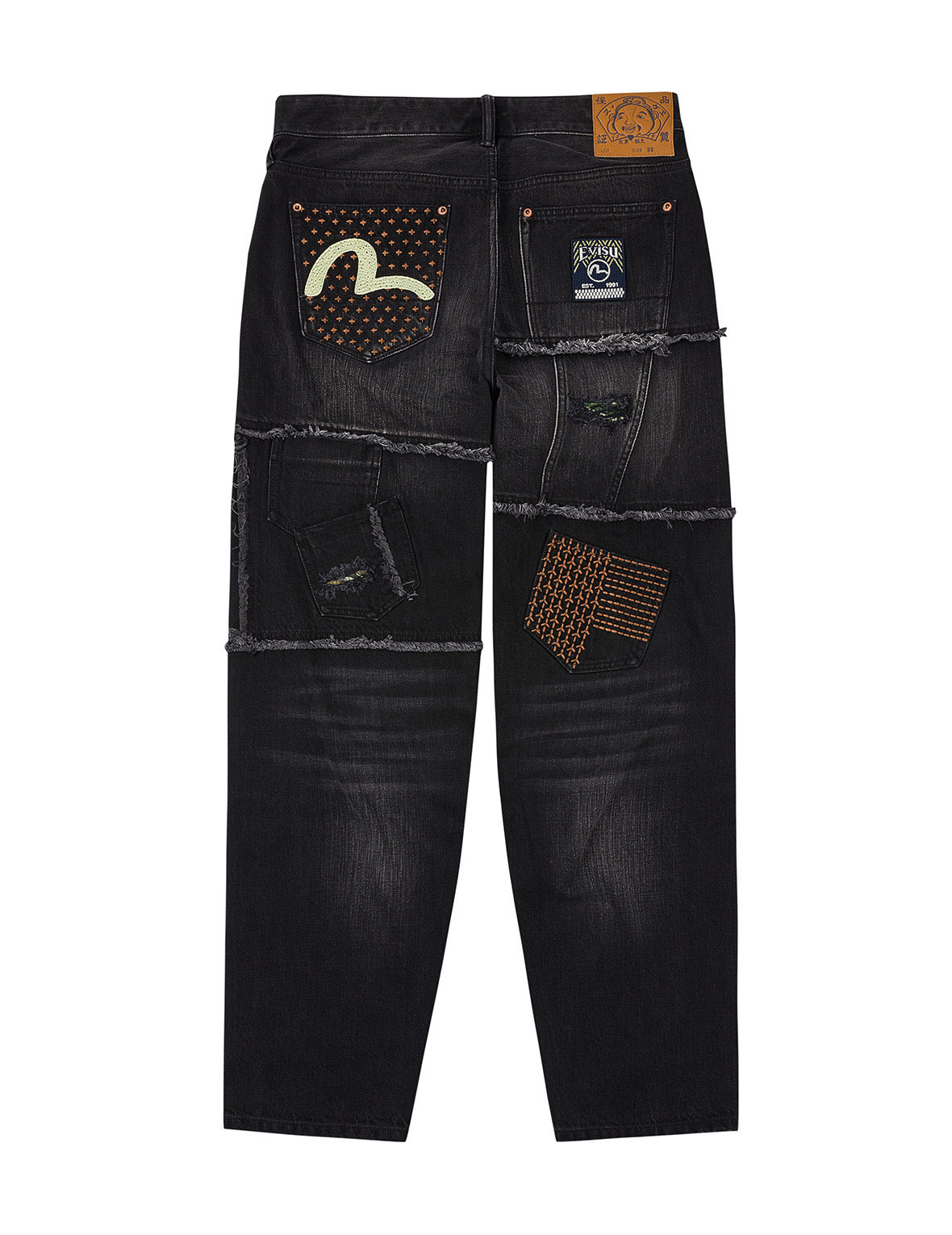 Washed Deconstructed Sashiko Relax Straight Fit Jeans #2030 - 16
