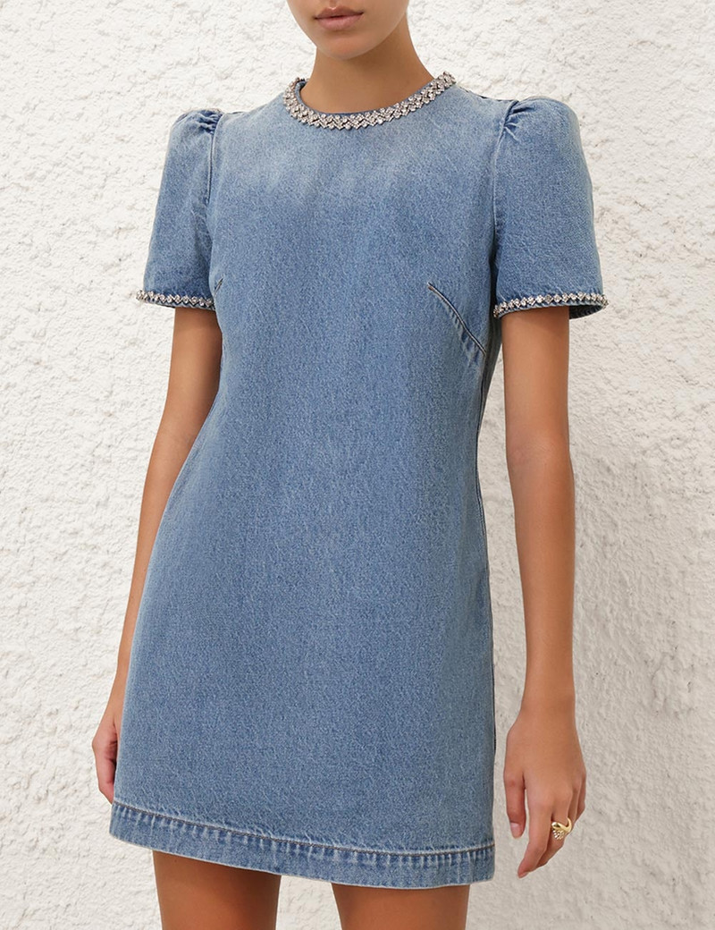 Zimmermann CRUSH EMBELLISHED DENIM DRESS - 2168DR251BLUMOON | REVERSIBLE