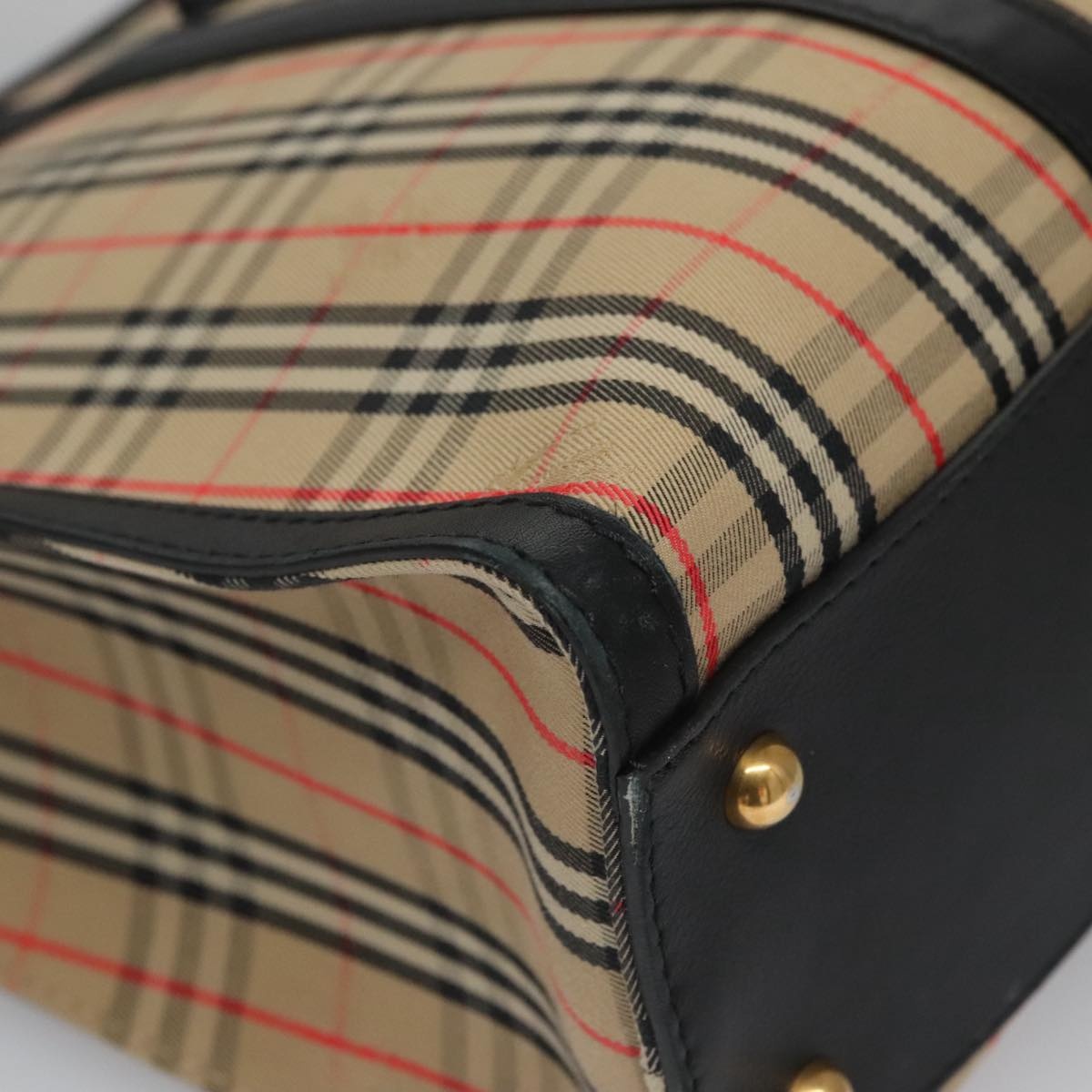 Burberry Nova Check Tote Bag Canvas Leather Beige Black Gold - 13