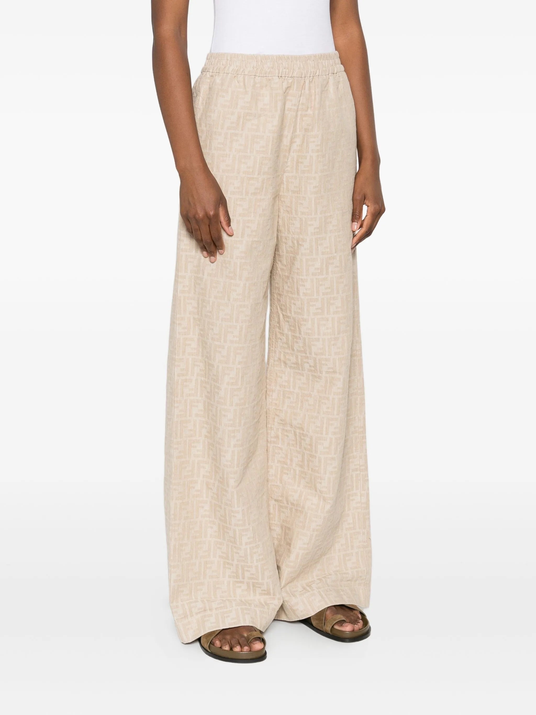 Fendi FF-jacquard Elasticated-waist Trousers - 3