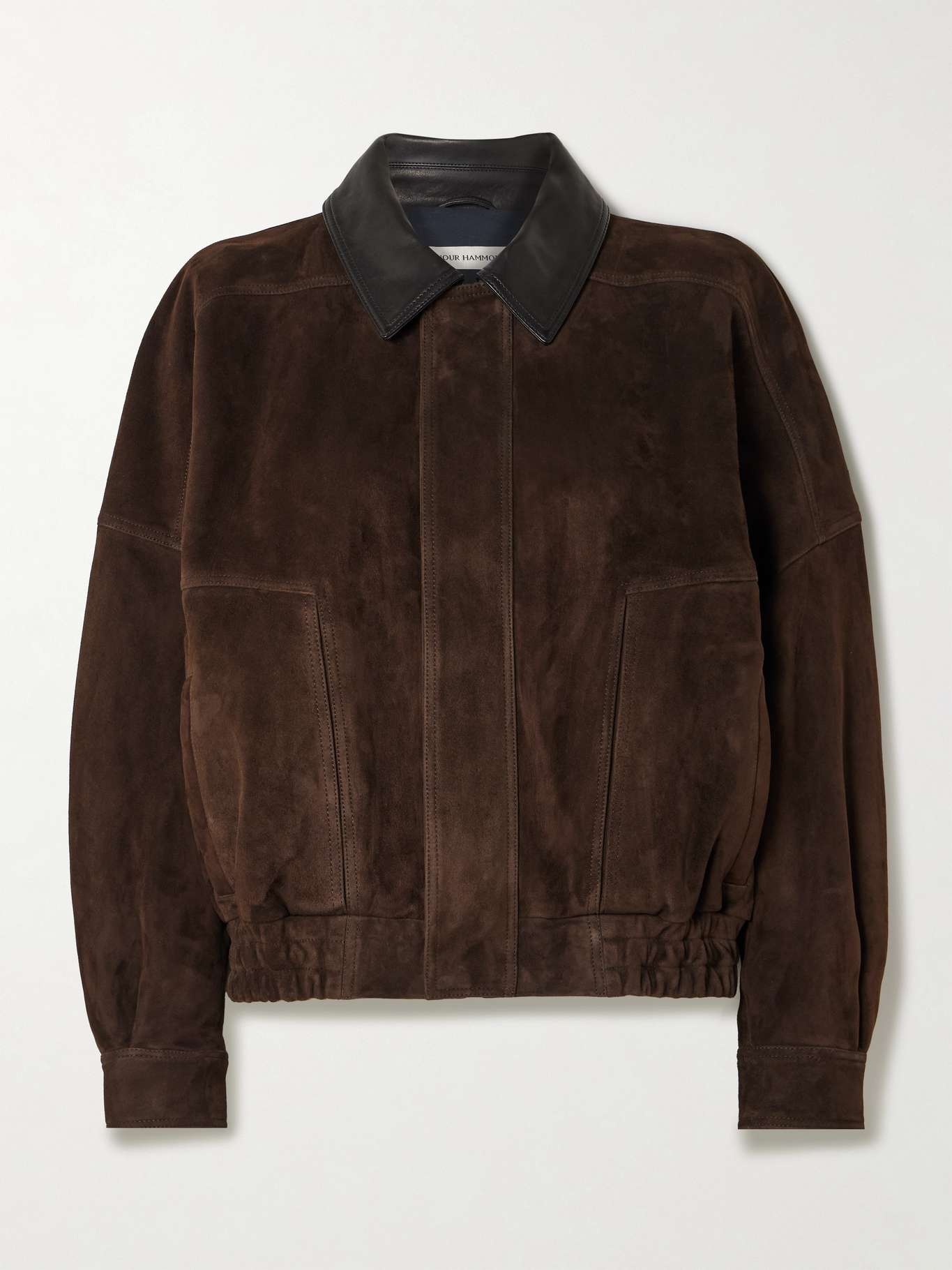 Dalma leather-trimmed suede bomber jacket Chocolate - 1