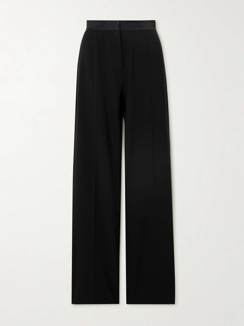 Satin-trimmed crepe wide-leg pants - 1