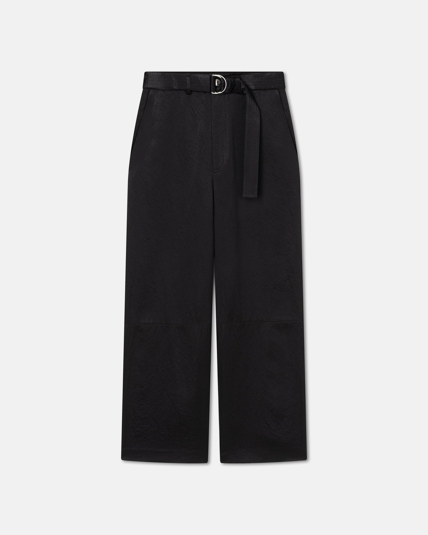 Belted Crinkled-Satin Pants - 1