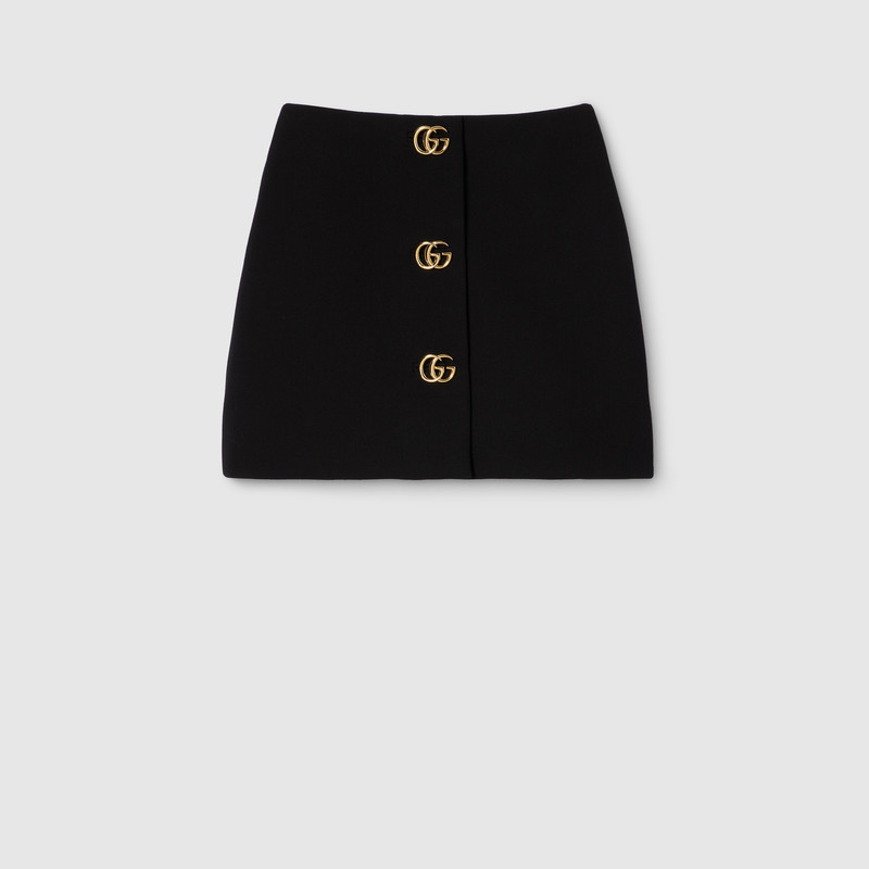 Crêpe wool skirt with Double G button 1
