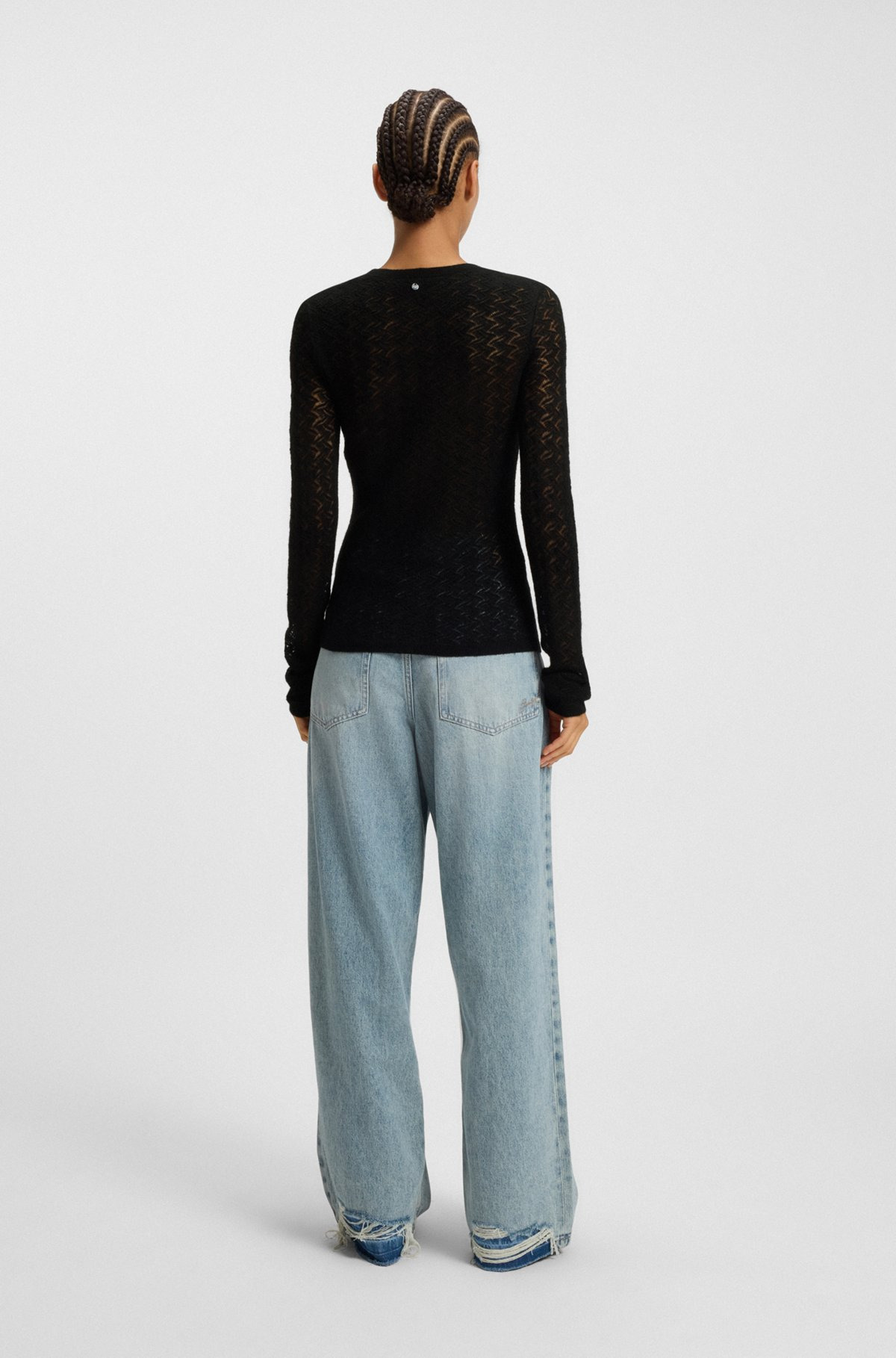 FINE-GAUGE SWEATER WITH KNITTED STRUCTURE - 4