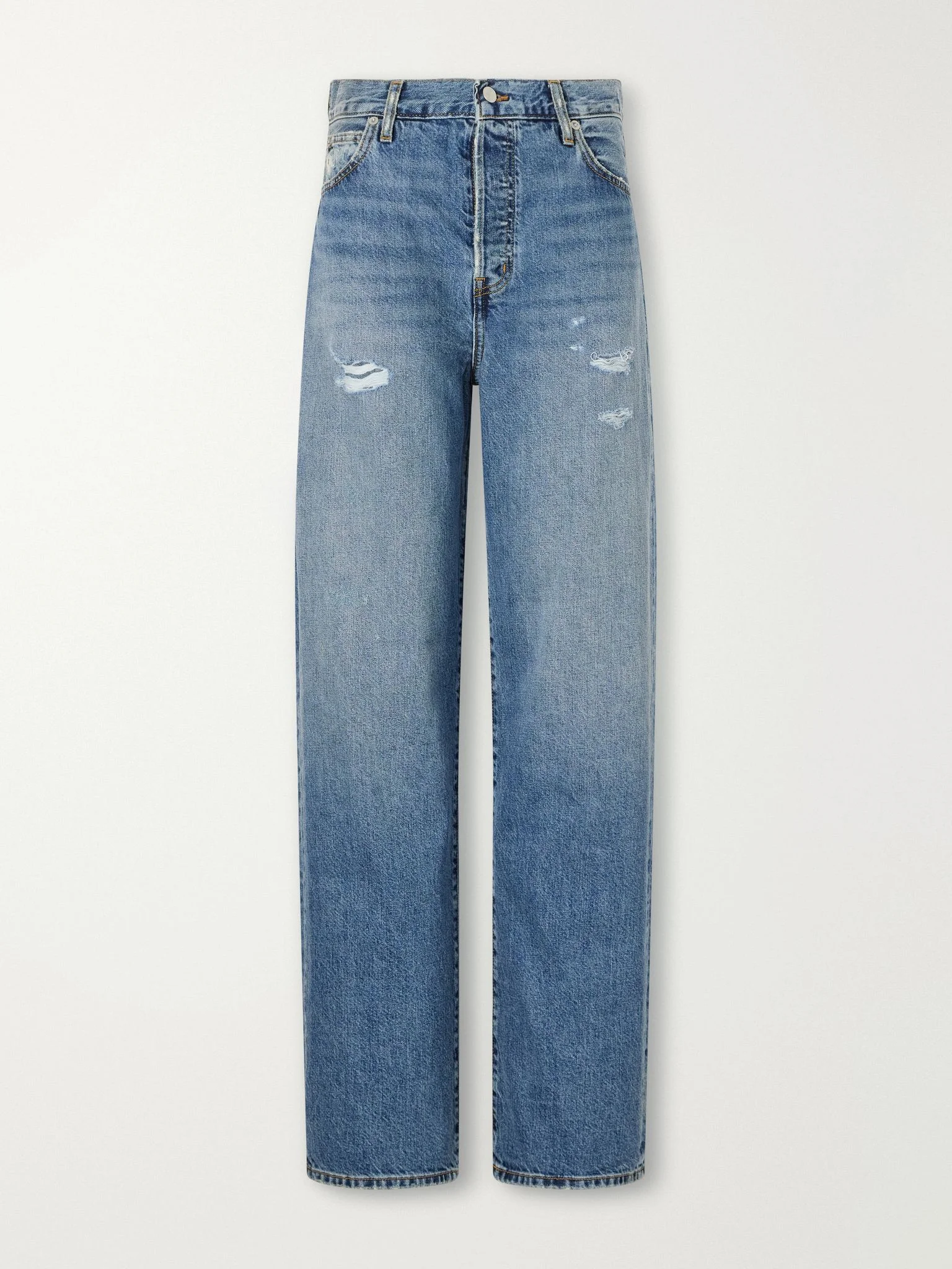 Saint Boyfriend distressed mid-rise straight-leg jeans Mid denim - 1