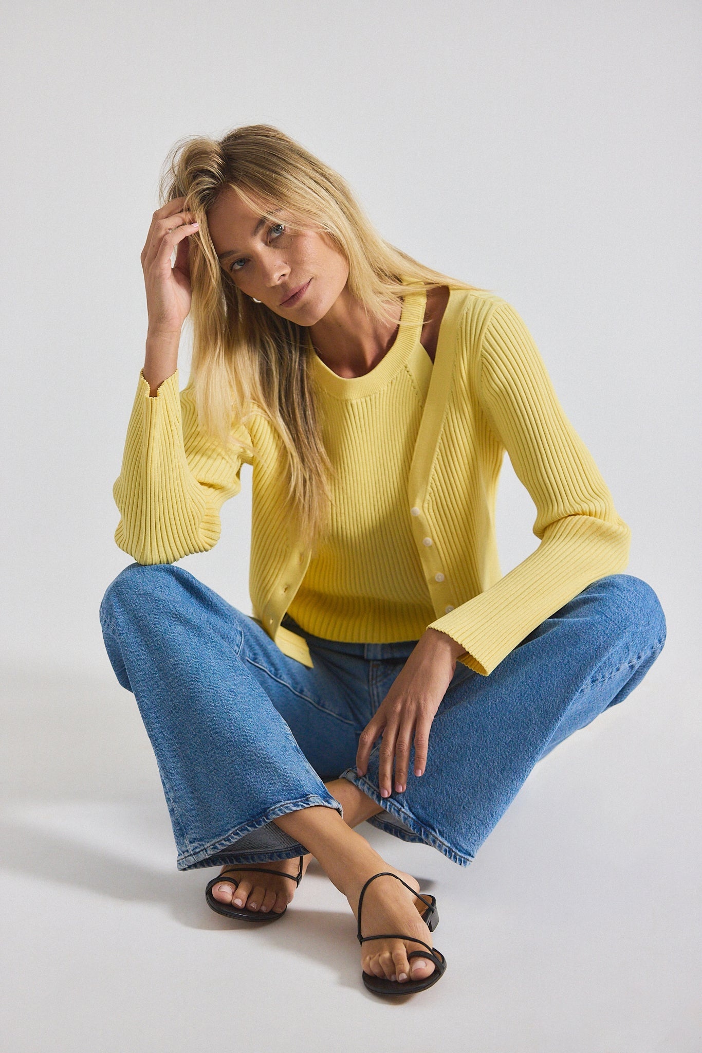 LONNIE VISCOSE KNIT LAYERED CARDIGAN - 3