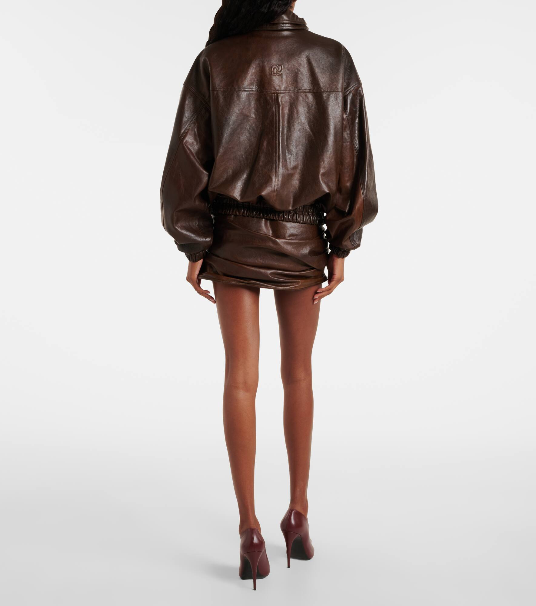 Oversized leather bomber jacket - 3