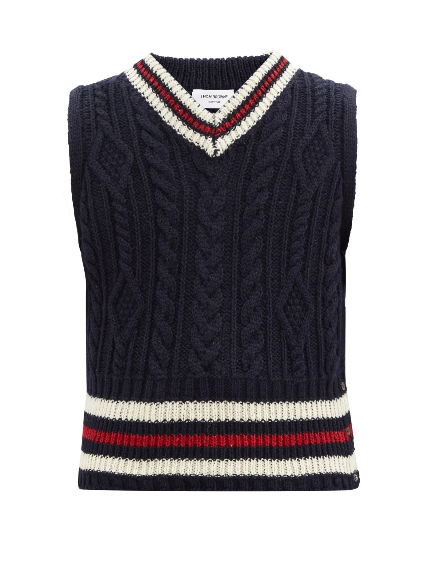 Cable-knit wool-blend vest - 1