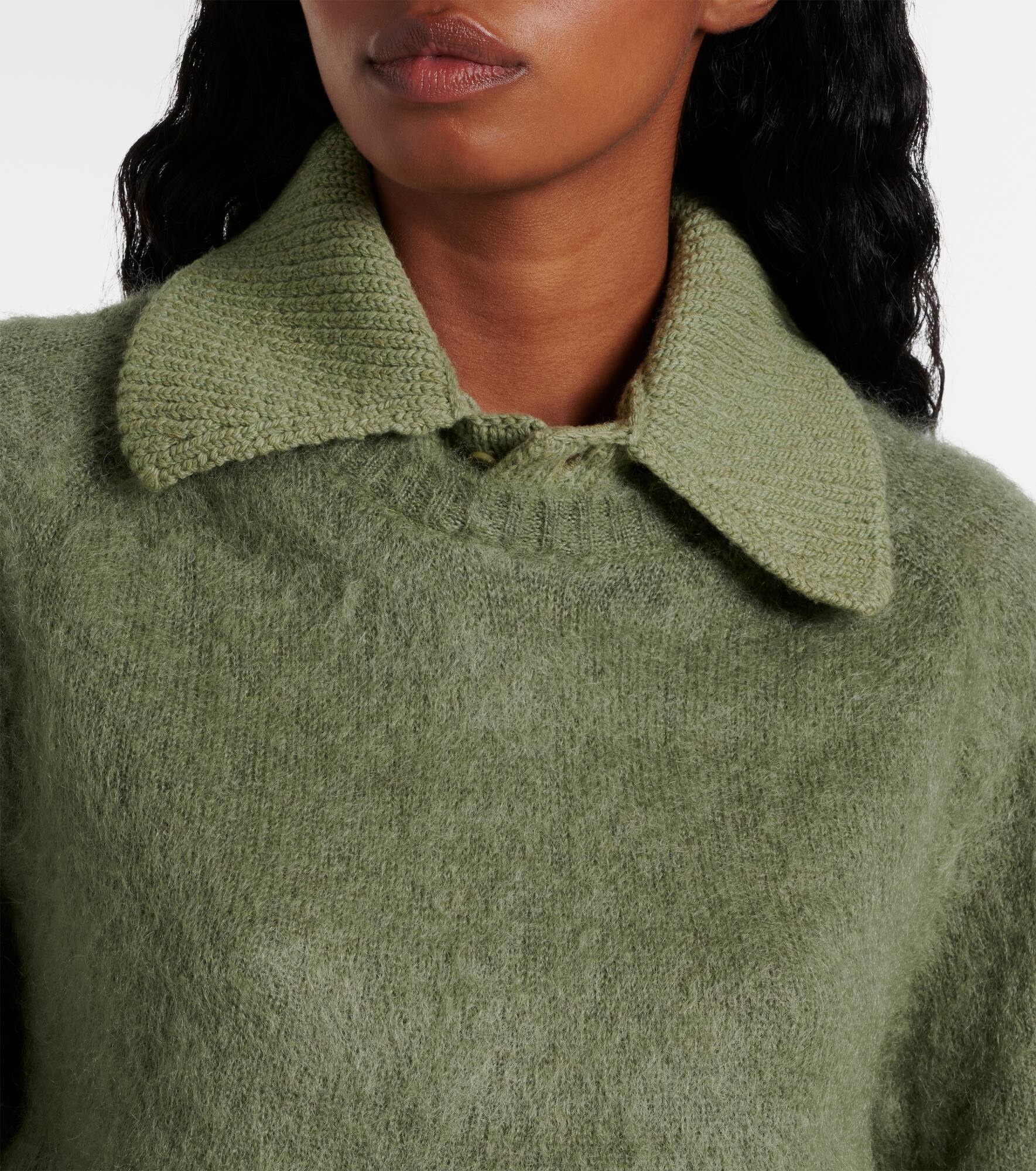 Peplum mohair-blend polo sweater - 4