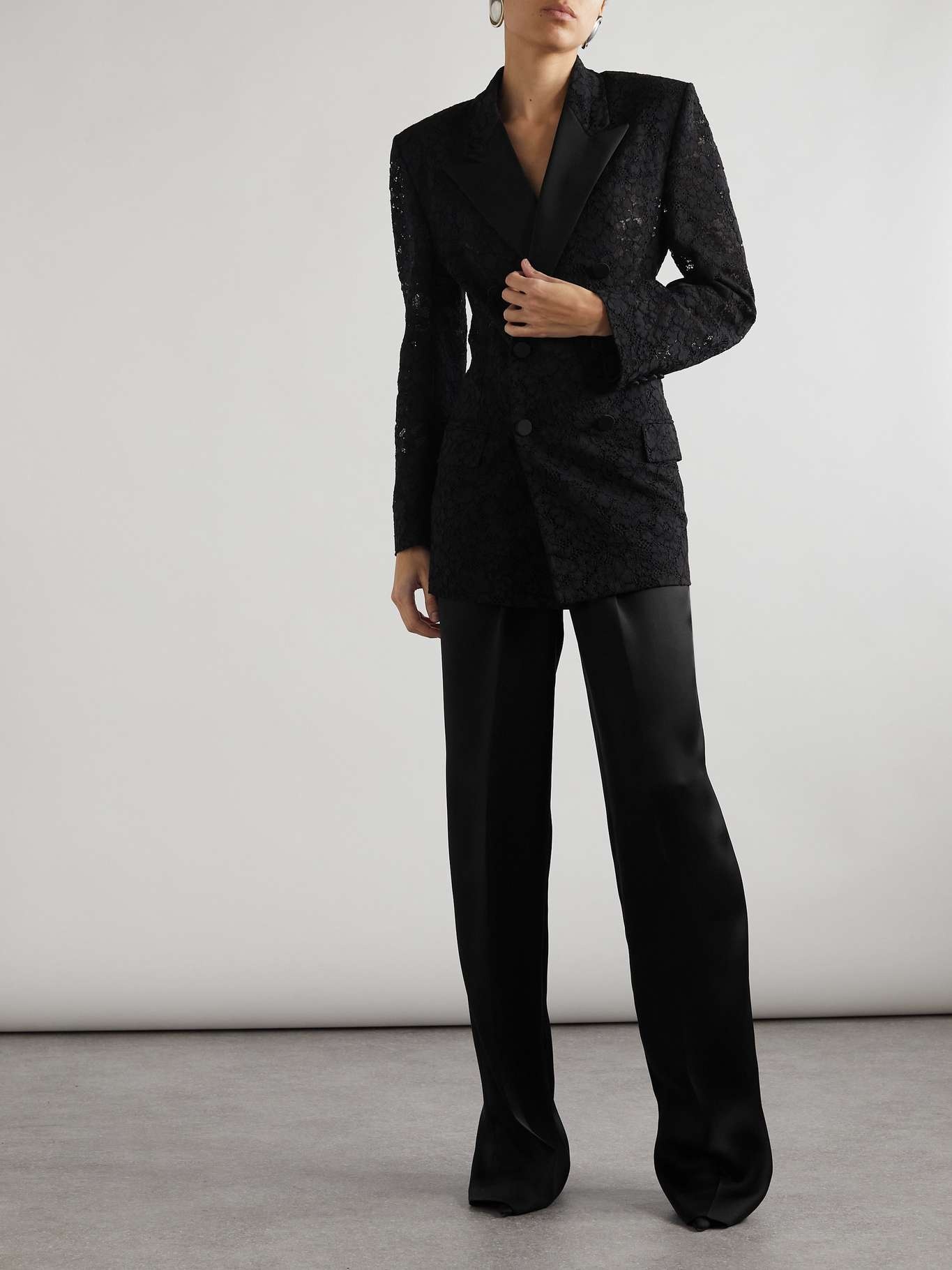 SAINT LAURENT Grain de poudre wool wide-leg pants | REVERSIBLE