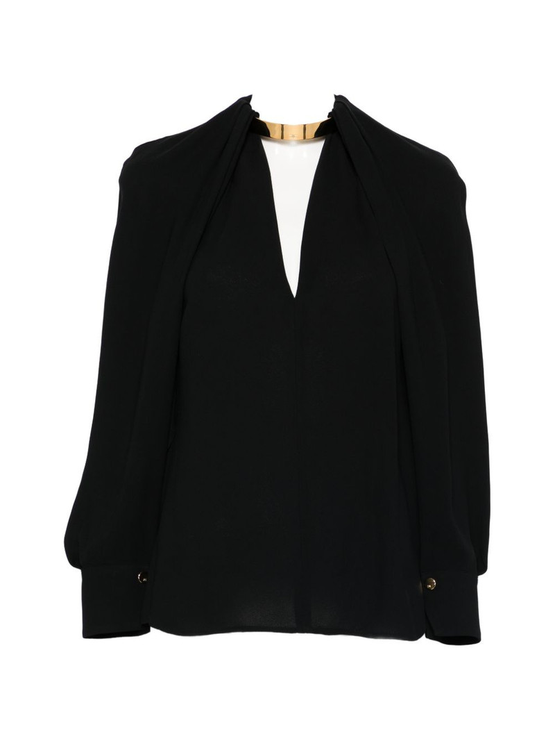 choker V-neck blouse 1