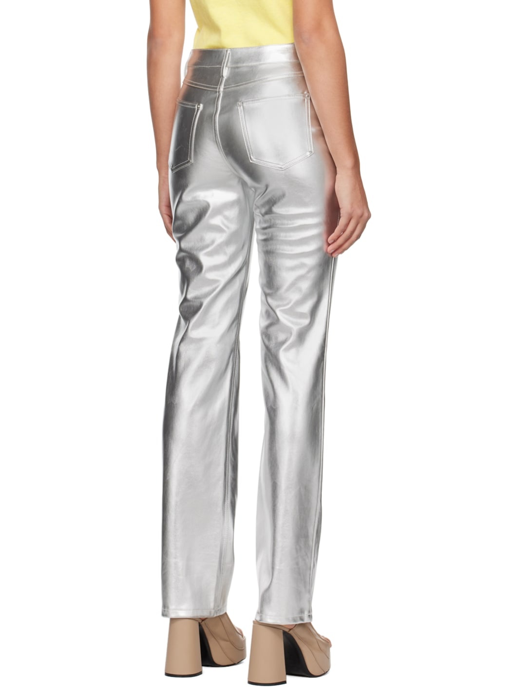 Silver Chisel Faux-Leather Trousers - 3