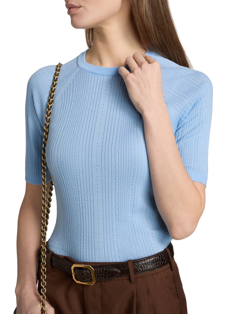 Women's Brielle Merino Wool Short-Sleeve Sweater - Blue Jay 6