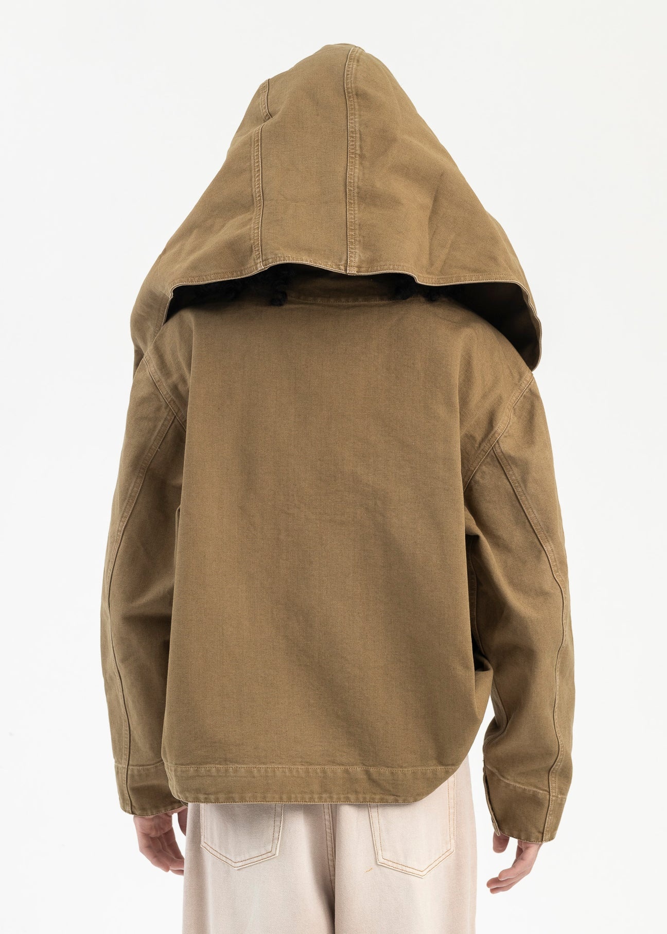 WARM BEIGE SNAP OFF PANEL HOOD CARGO JACKET - 4