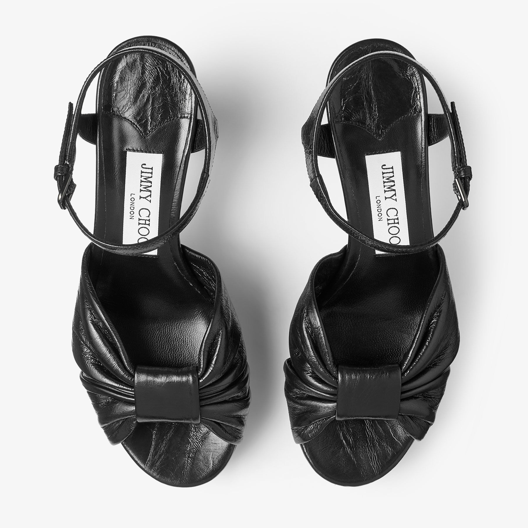 JIMMY CHOO Heloise 80 Black Vintage Metallic Leather