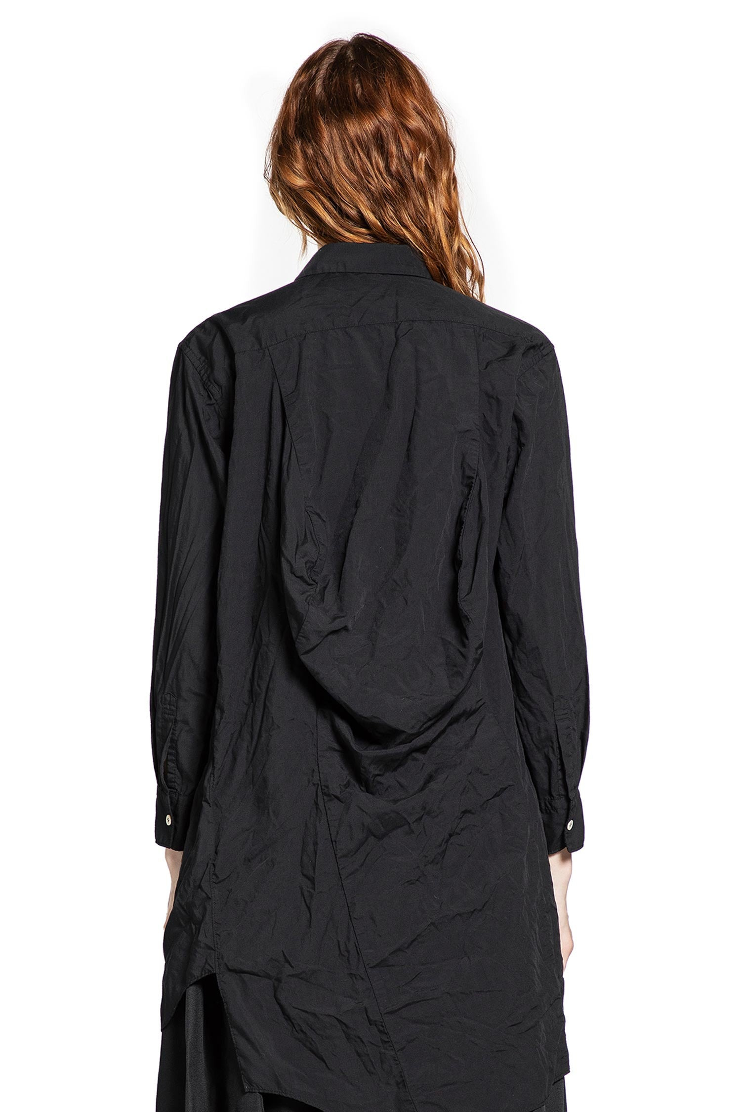 Long Asymmetric Crinkled Nylon Shirt - 3
