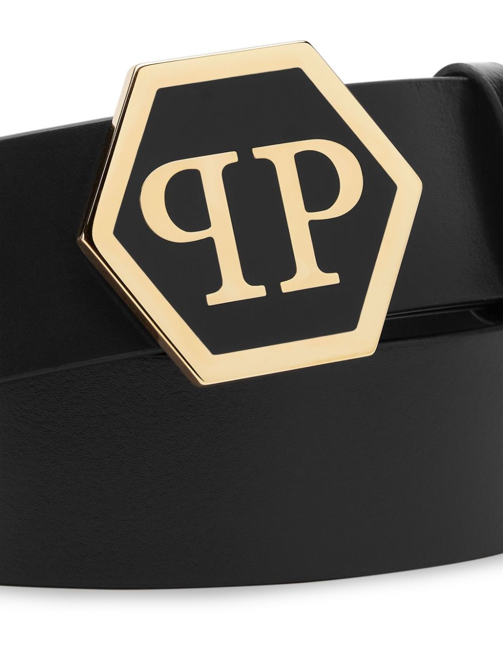 Hexagon-logo leather belt - 3