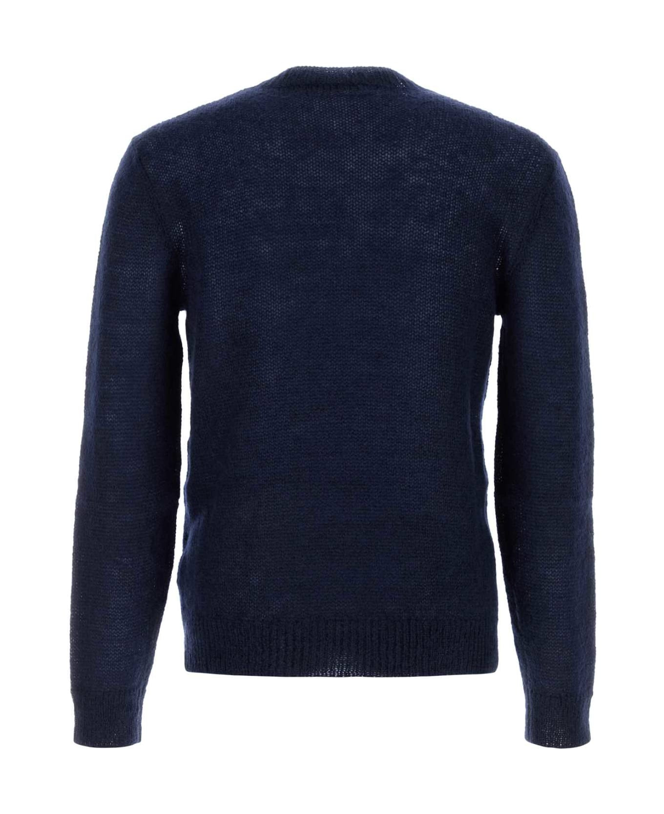 Navy Blue Mohair Blend Sweater - 2