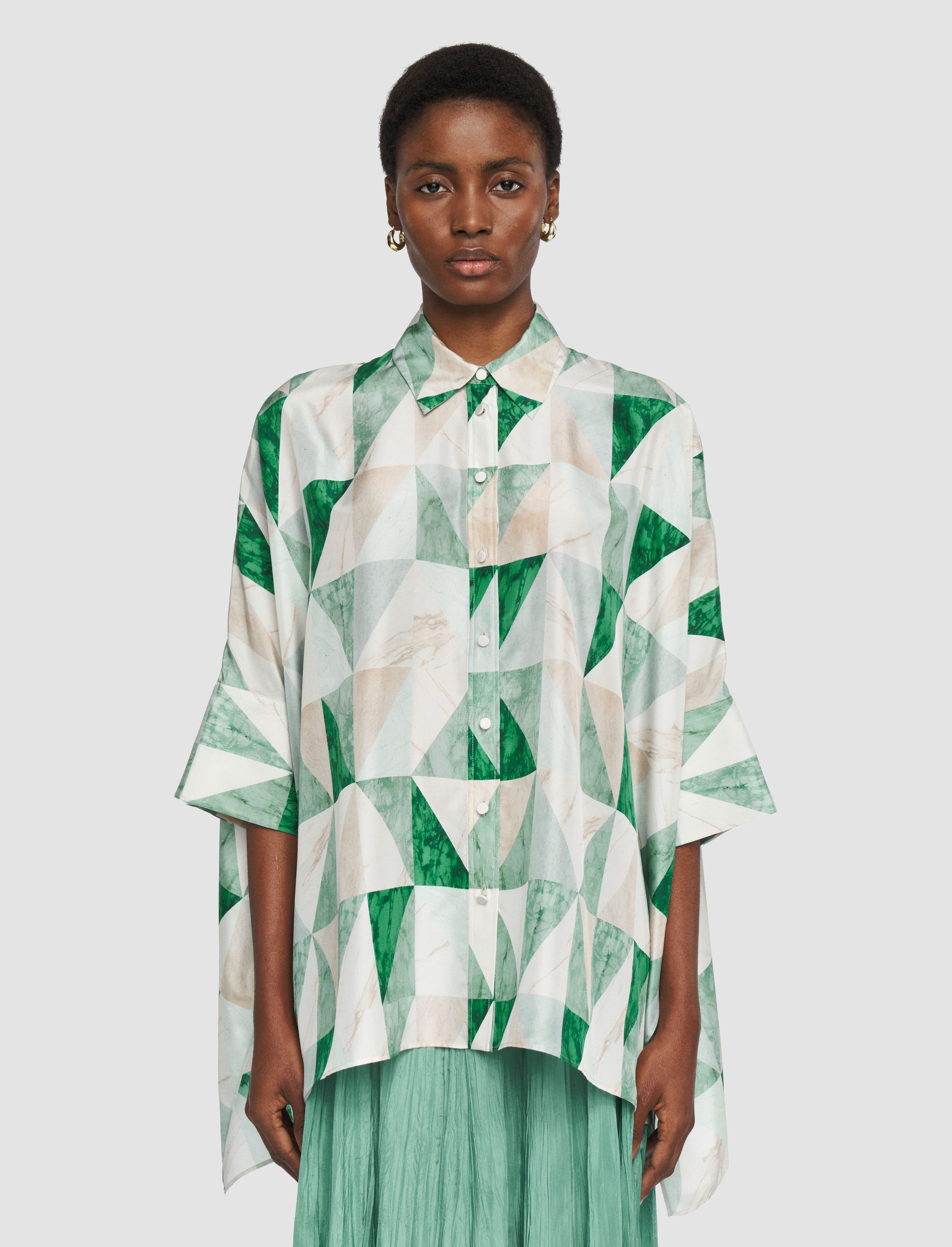 Arcole Marble Print Silk Shirt - 3