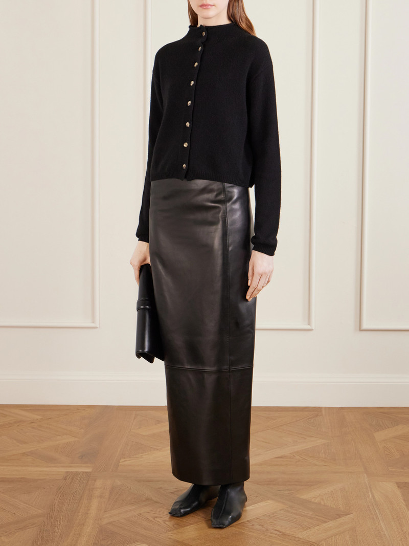 KHAITE Lyle Leather Midi Skirt outlook