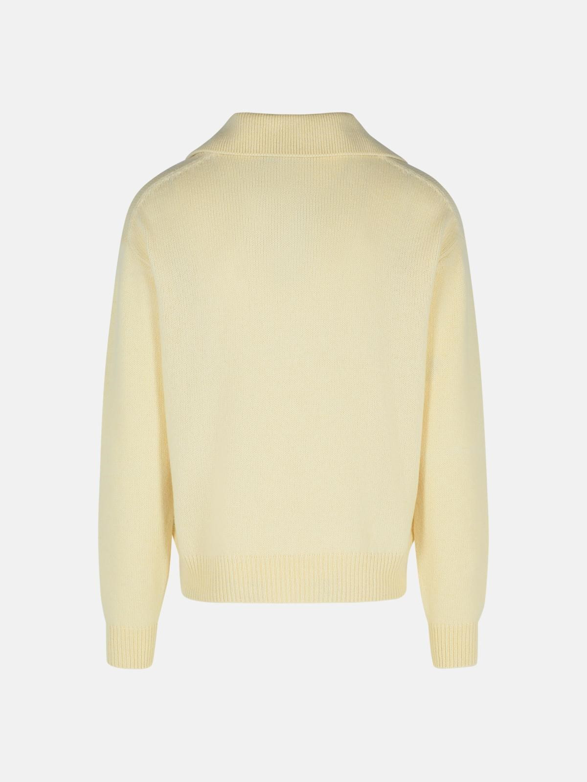 CREAM CASHMERE BLEND SWEATER - 3