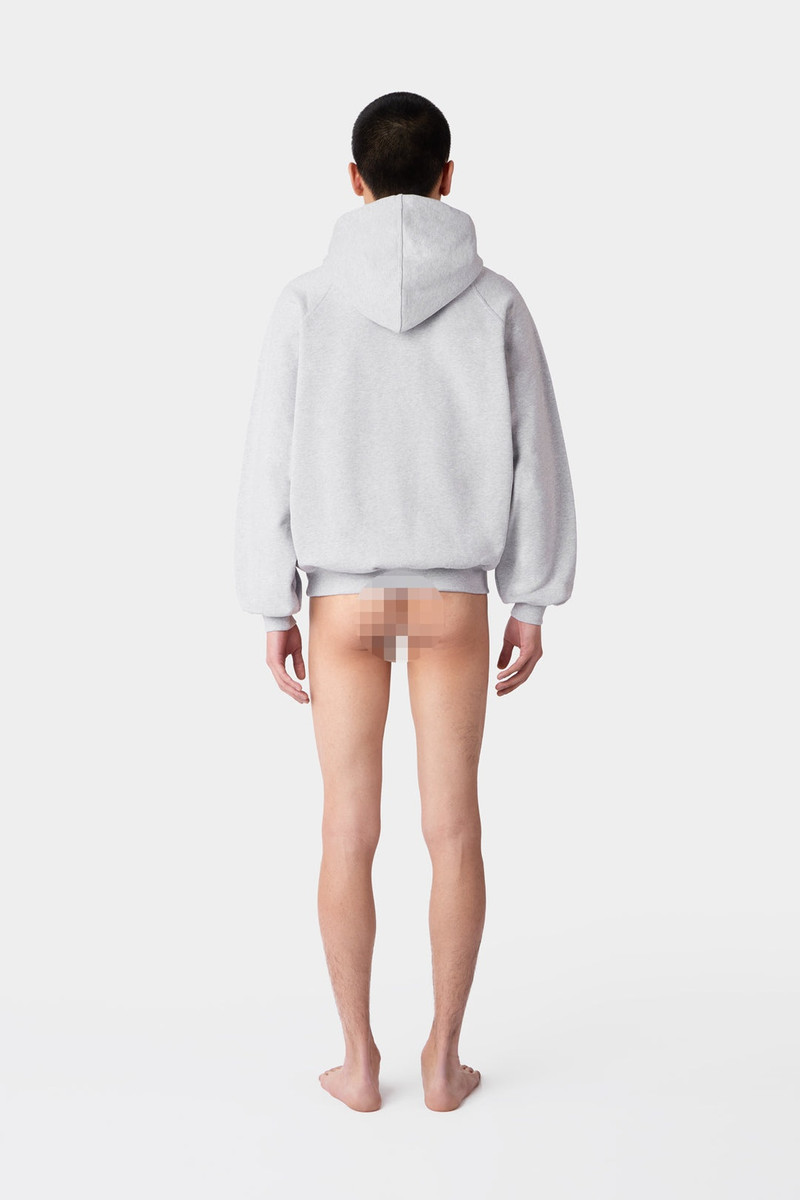 SMALL LOGO EMBROIDERED HOODIE / grey melange 7