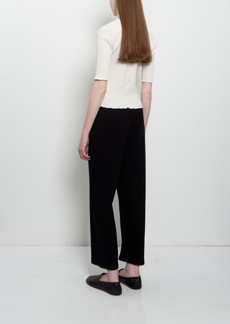 LAUREN MANOOGIAN Crepe Cotton Linen Capri Pants — Black outlook