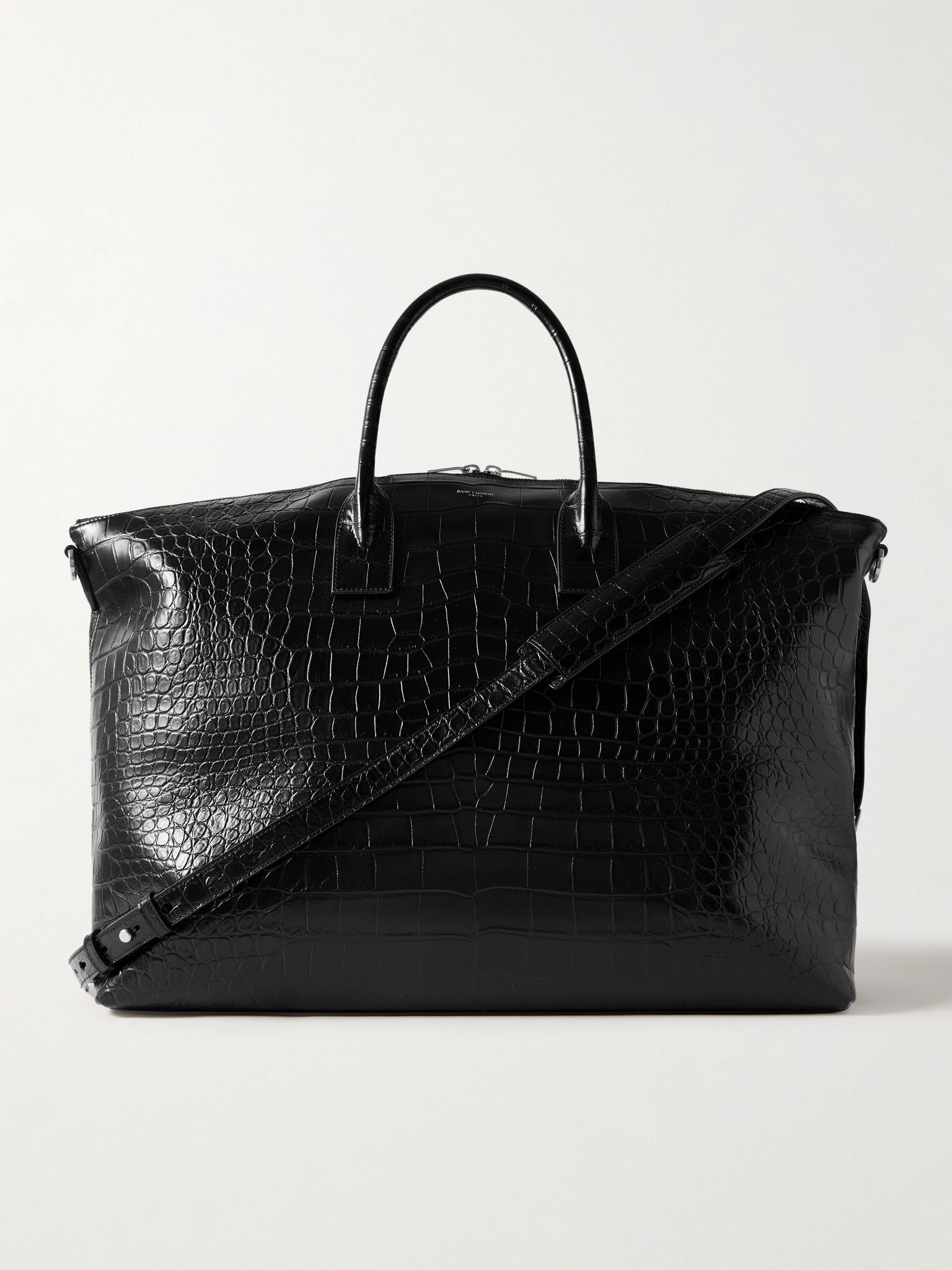 Giant Croc-Effect Leather Weekend Bag Black - 1