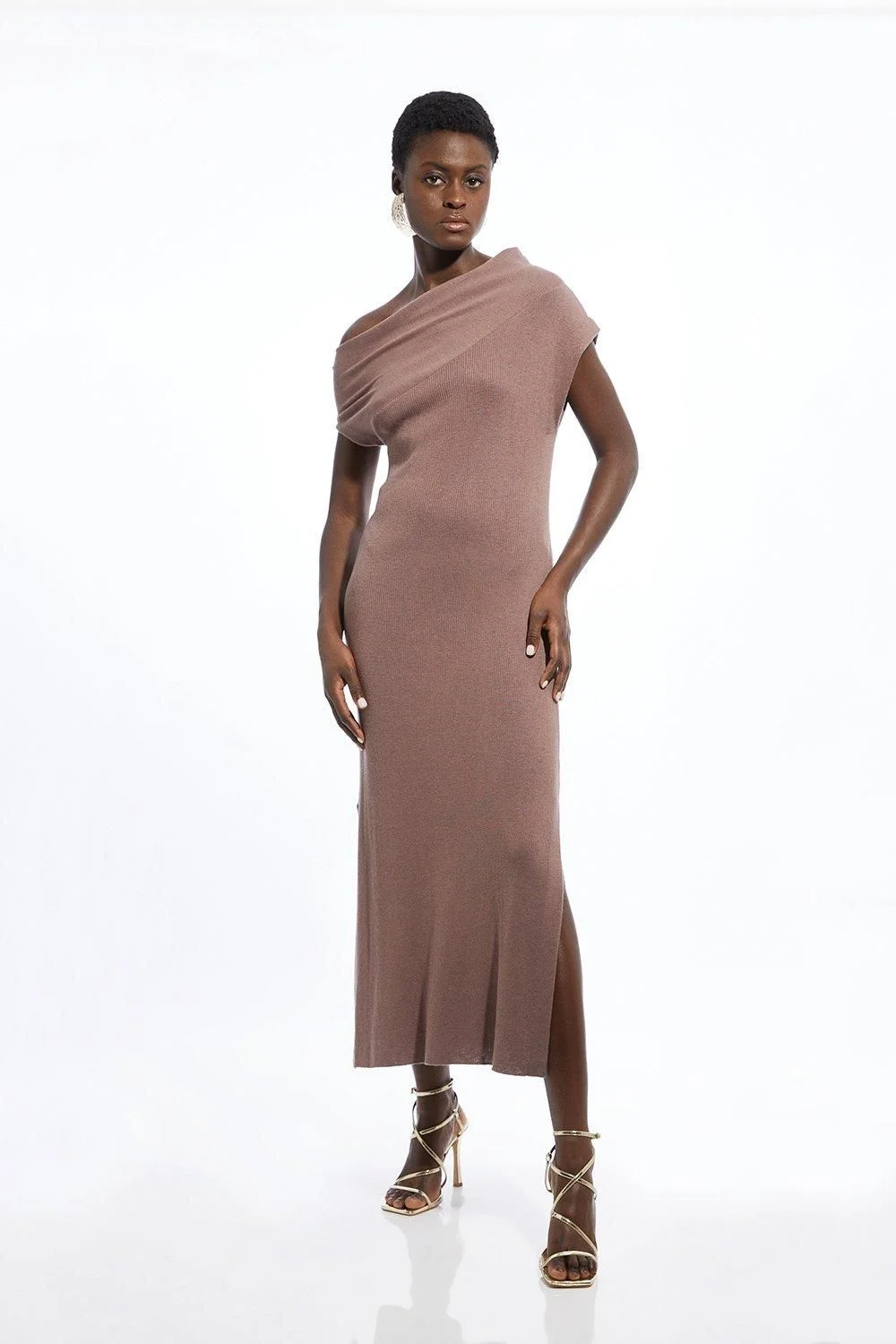 Cashmere Blend One Off The Shoulder Maxi Dress - 1