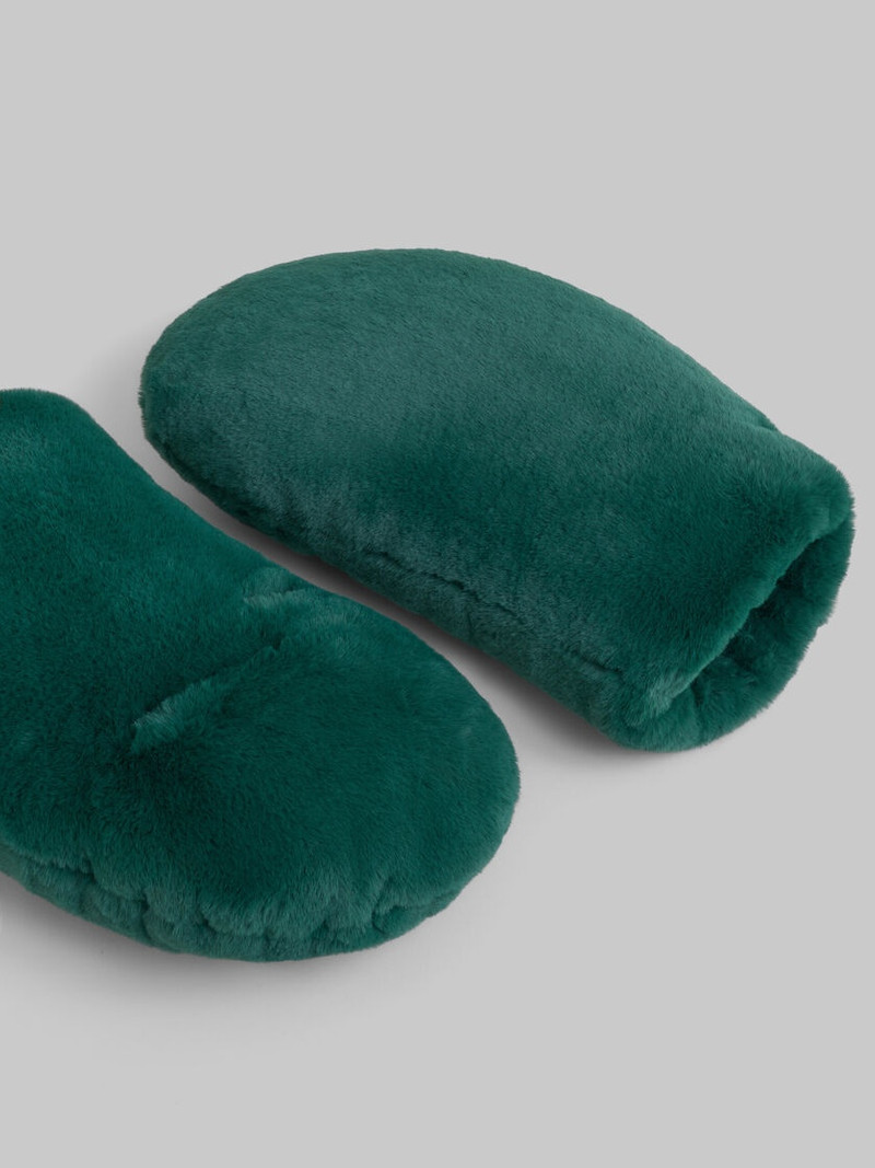 Marni GREEN PADDED FAUX FUR MITTENS outlook