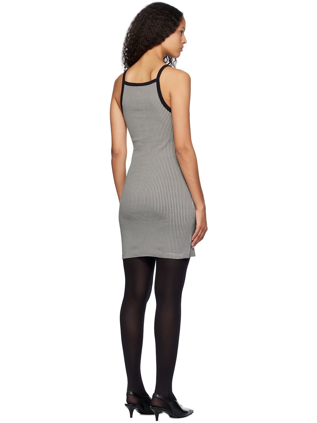 Black & White Contrast Houndstooth Minidress - 3