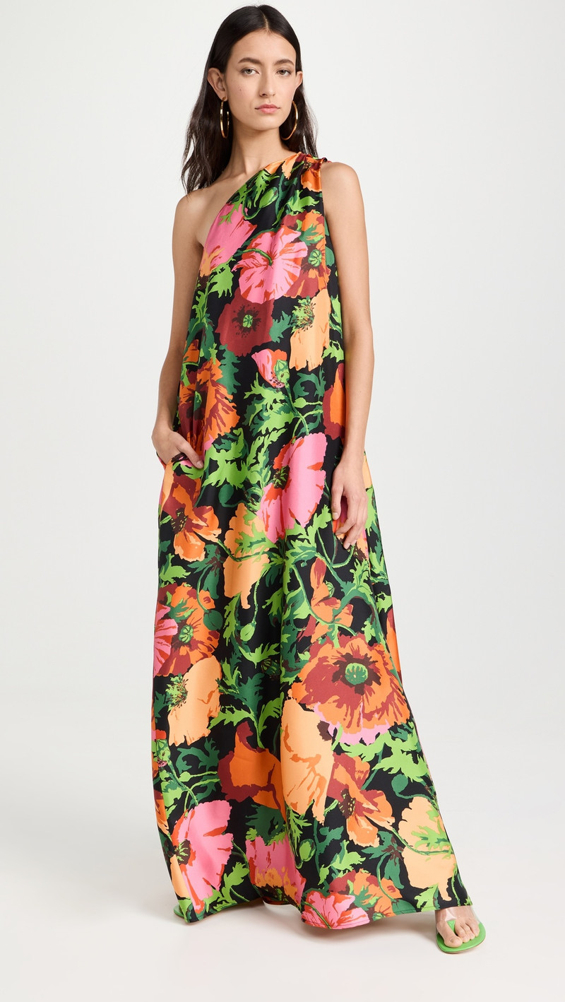La DoubleJ Roy one-shoulder floral-print silk-twill maxi dress outlook