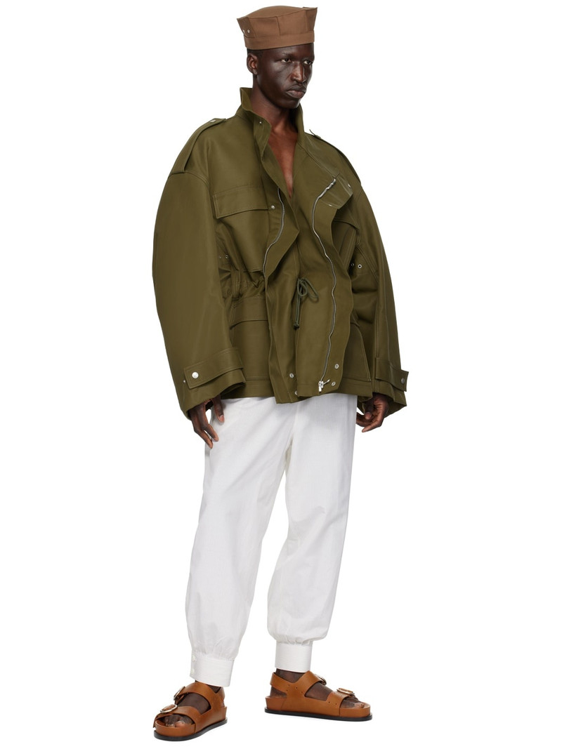 HED MAYNER White & Beige Striped Trousers outlook