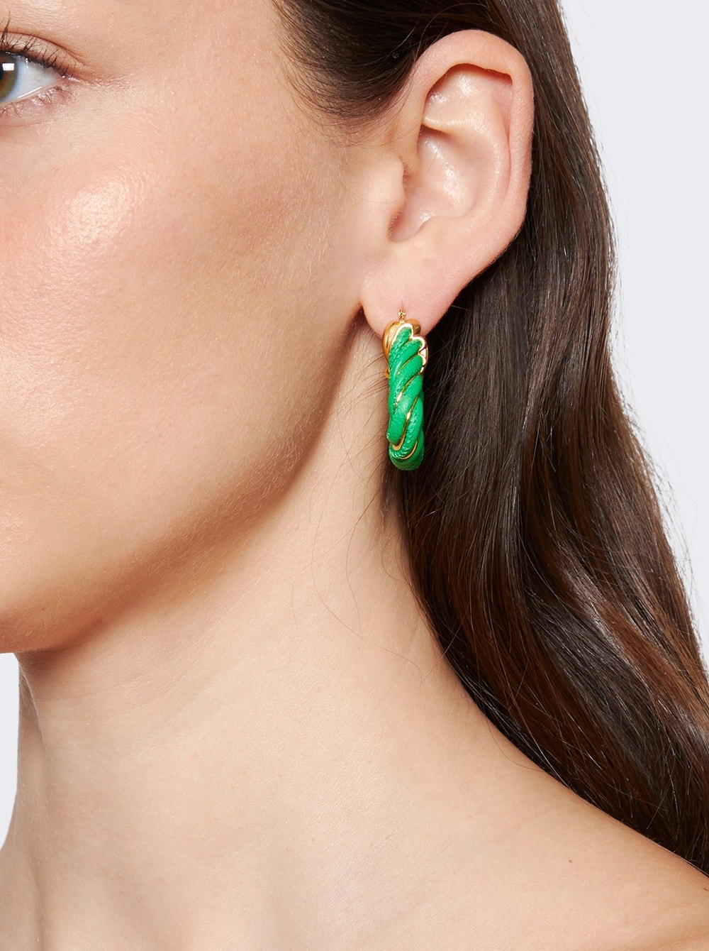 Nappa Leather And Sterling Silver Earrings Parakeet Green - 3