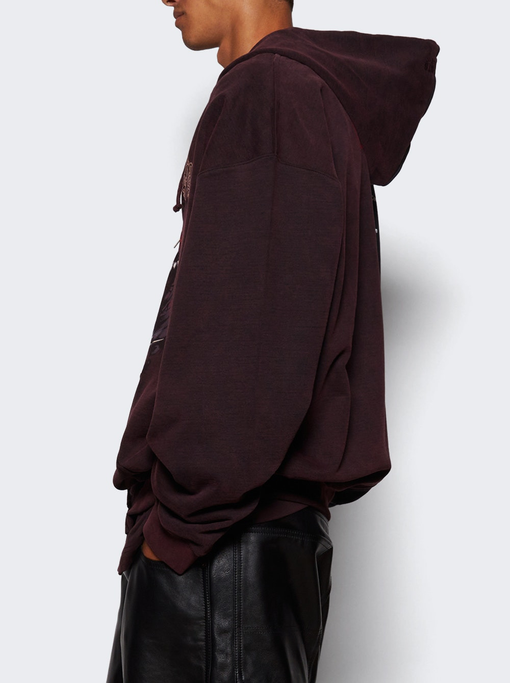 Cut-up Oversized Zip-up Hoodie Black And Red - 3