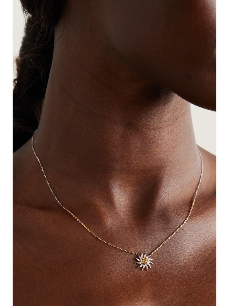 Yvonne Léon Soleil 18-karat White And Yellow Gold, Citrine And Diamond Necklace outlook