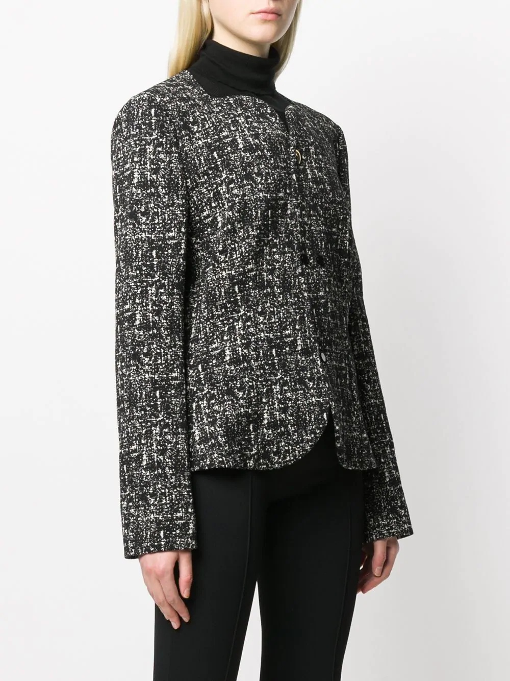 sweetheart neckline tweed jacket - 3