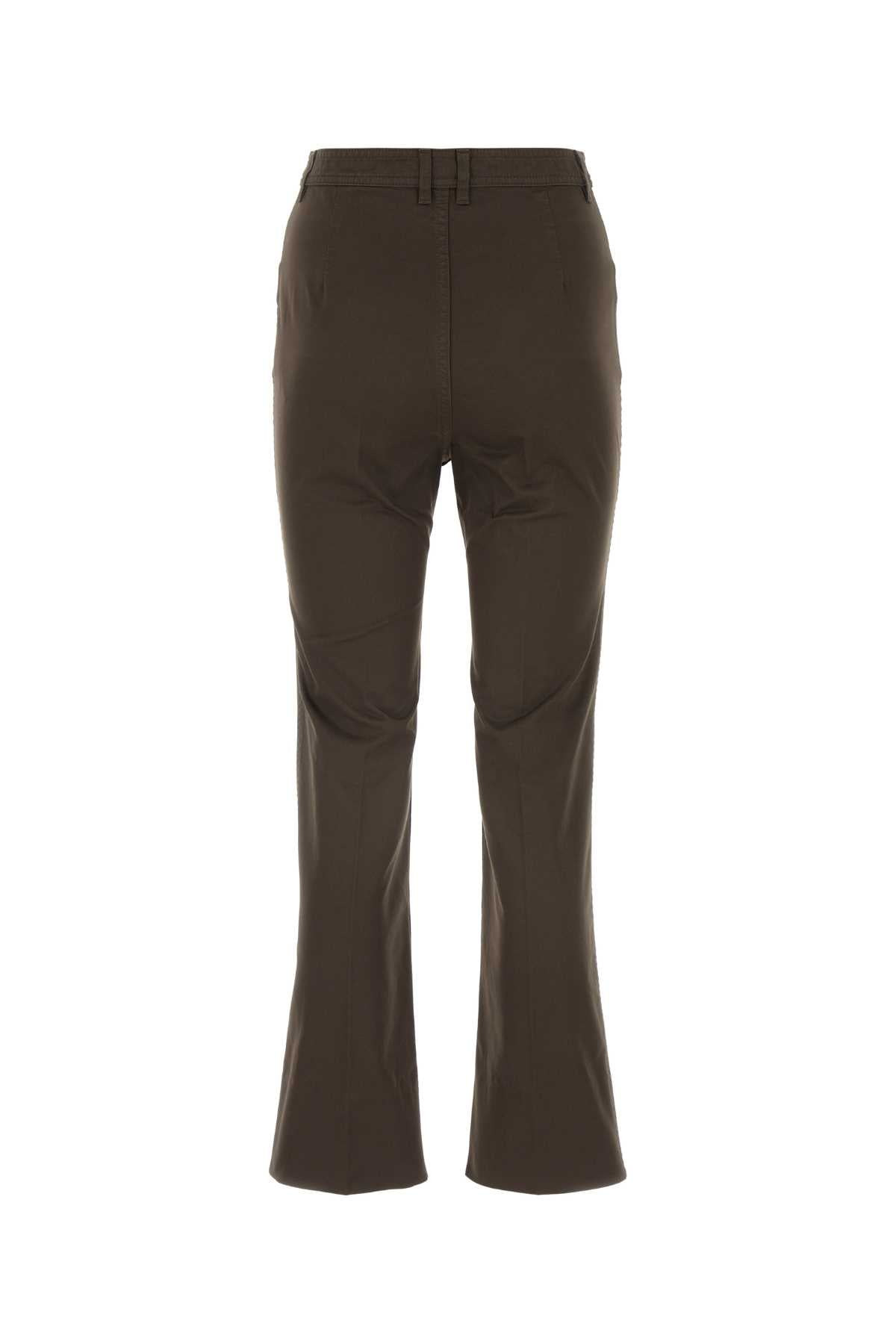 Saint Laurent Women Dark Brown Cotton Pant - 2