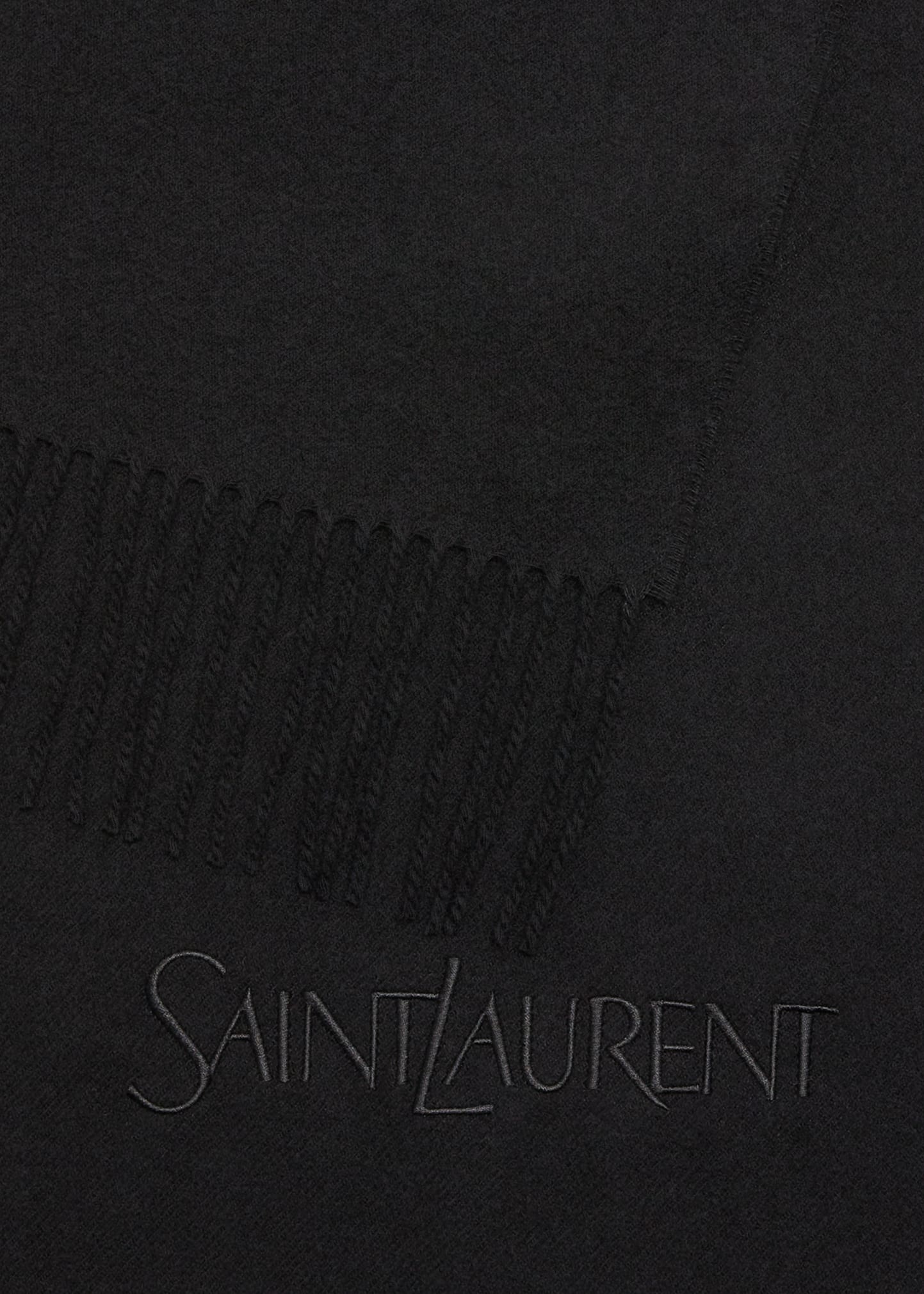 Men's Cashmere Embroidered Logo Scarf - 4